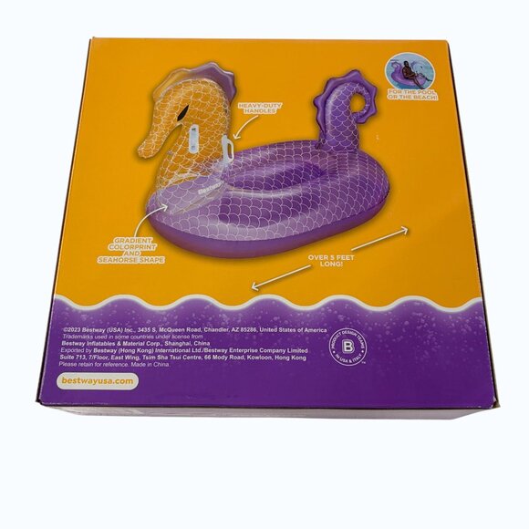 H2O GO! Royal Seahorse Ride-On Float Purple Pool Beach Inflatable 5ft - Picture 5 of 8